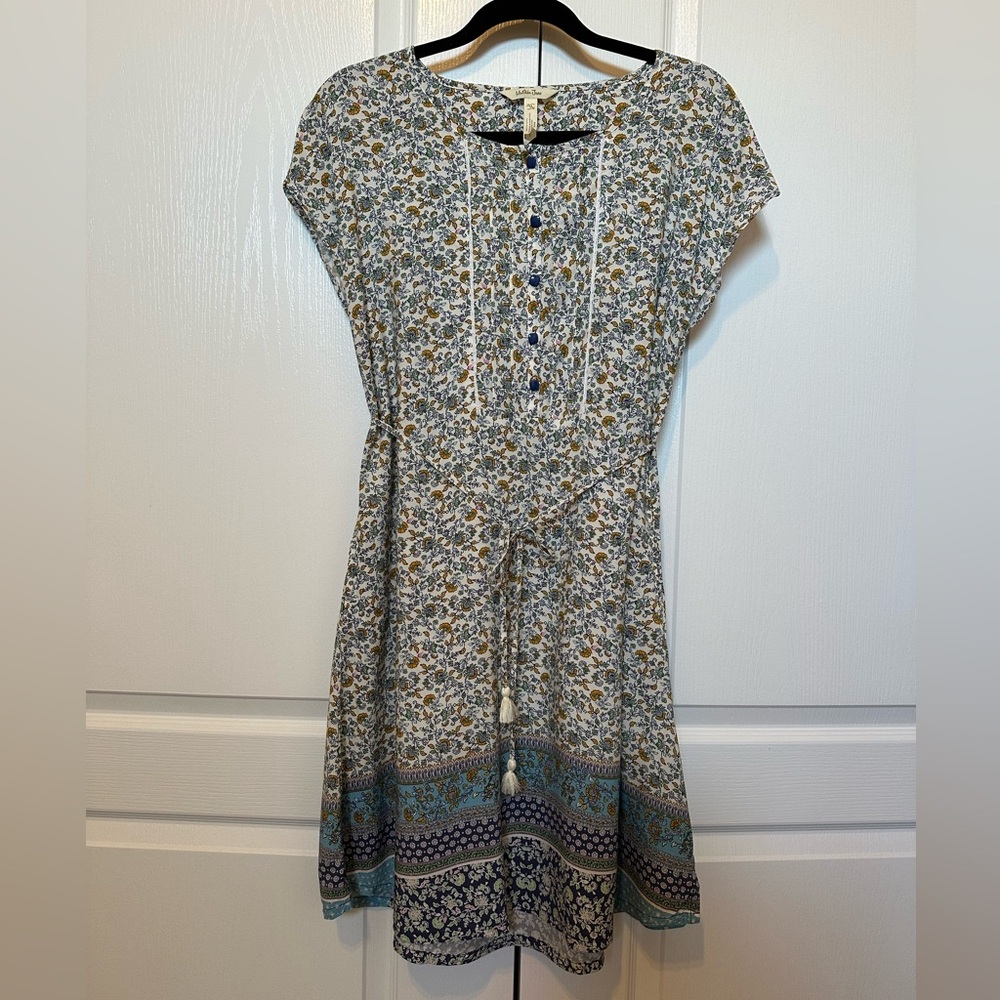 Matilda Jane Blue and Cream Summer Dress with Crew Neck